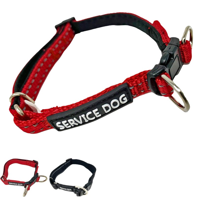 Albcorp Reflective Service Dog Collar â€“ Sizes XS to XL (8.6â€“28.7 Inches), Service Dog Rubber Patch, Neoprene-Padded Comfort & High-Visibility Gear for Dedicated Handlers, Extra Small, Red - Image 1